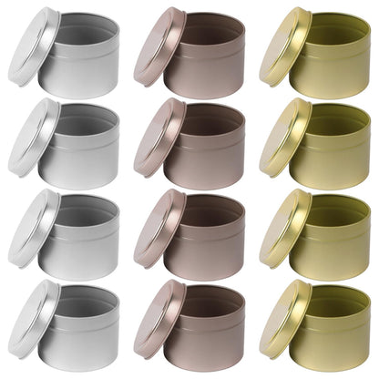 Aunifun 12 Pcs Candle Tins for DIY Candle, Metal Candle Jars Candle Container Tins for Candle Making Supplies Kit Mini Storage Tin Cans 3oz