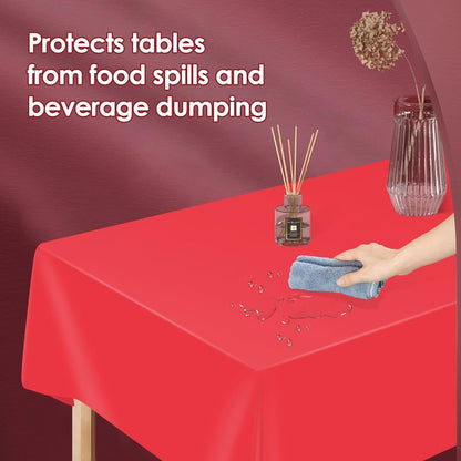 Xnluothsk Red 5 Pack 54 x 108 Inch Plastic Tablecloth Disposable Tablecloth for Rectangle Table, Party Plastic Table Cloth