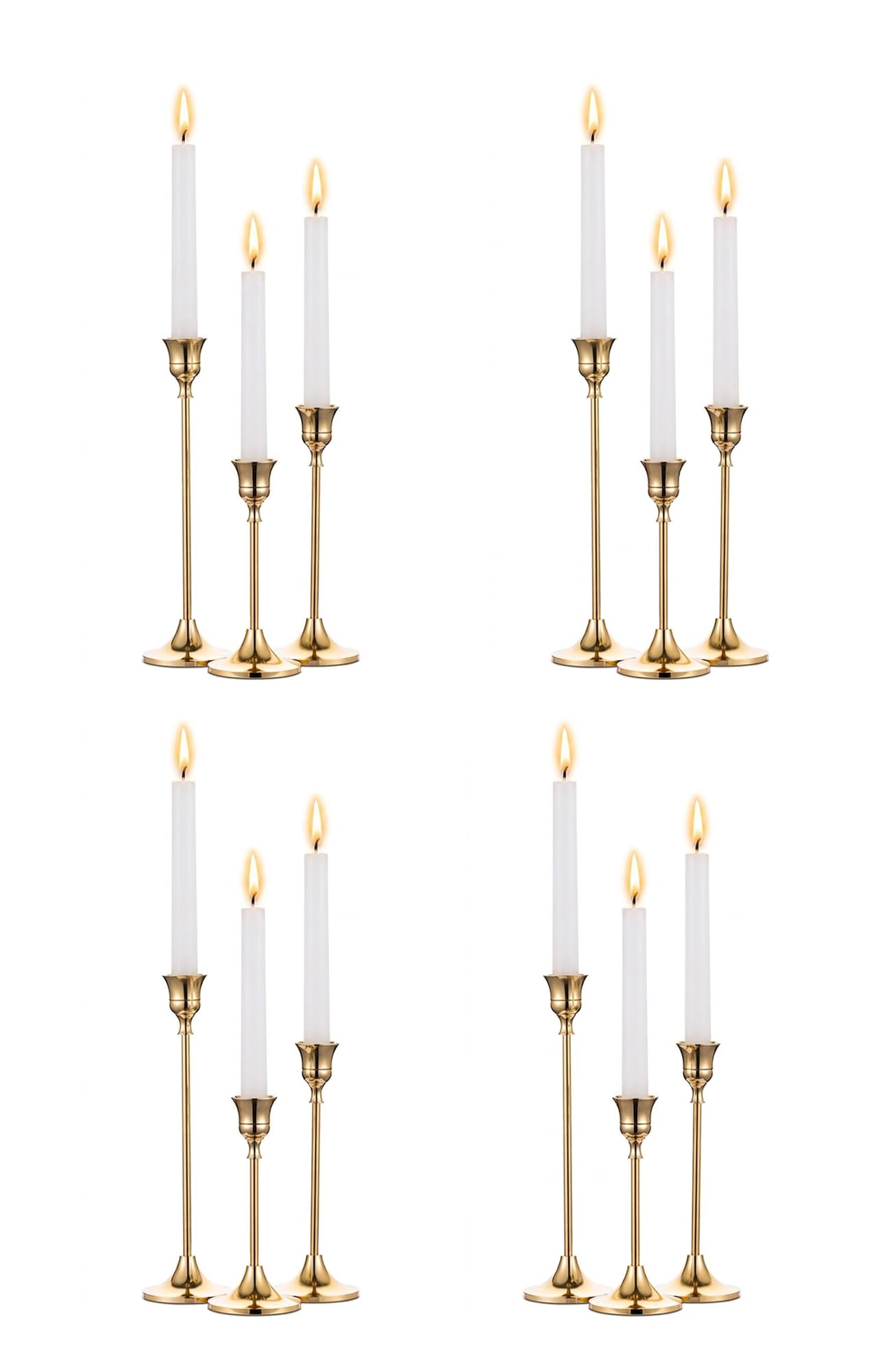 Gold Candle Holders for Taper Candles, 12 Pcs Metal Candlestick Holders, Heavy Base Rustproof Candelabra for Wedding Centerpieces Dining Table Fireplace Christmas Home Decor (Gold)