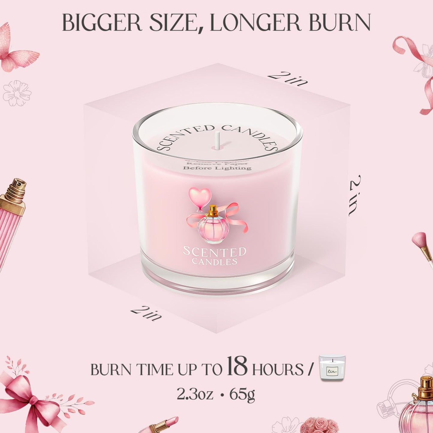 CHILLFLAME Pink Candles, Scented Candle Gift Set for Stress Relief, 6 Votive Candles for Women and Men, Birthday Candle Gifts for Women, Candles Gifts for Women (Pink, 14 oz)