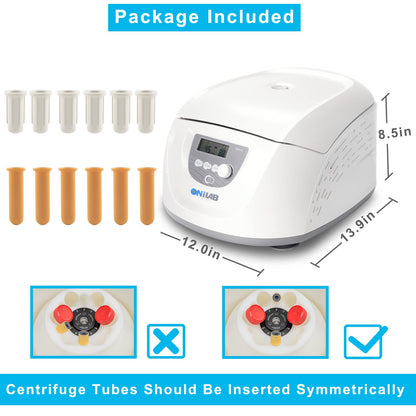 ONiLAB Lab benchtop Centrifuge Machine 6x50mL, 6X 15mL/10mL/7mL/1.5-5ml, Digital Desktop Lab Centrifuge, Timer 30sec-99min, Speed 300-4000rpm(Max. 1800xg)