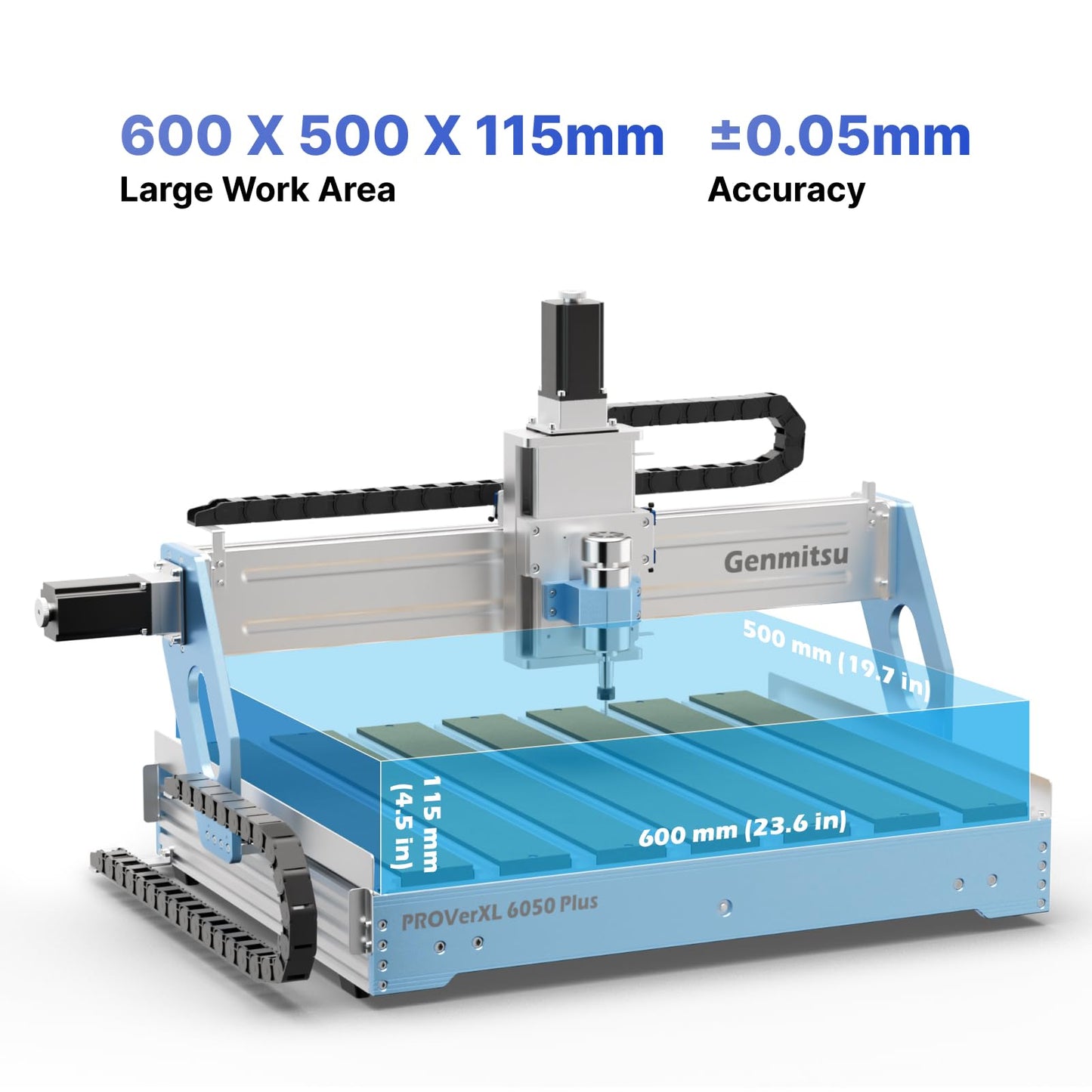Genmitsu CNC Machine PROVerXL 6050 Plus for Metal Wood Acrylic MDF Carving + 710W CNC Compact Router Spindle Motor with LCD Digital Display
