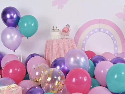 HILAVO Pink and Purple Balloons, 60PCS 12Inch Purple Pink Teal Blue Balloons and Gold Birthday Balloon for Girls Princess Birthday Mermaid Baby Shower Party Decorations