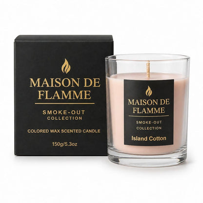Fresh Linen Scented Candle, Soy Wax Candle for Bathroom, Powder Room & Bedroom, Up to 30 Hour Burn Time, Giftable, Sea Breeze Jasmine and Soft Musk Fragrance, Island Cotton, 5.3 oz – Maison De Flamme