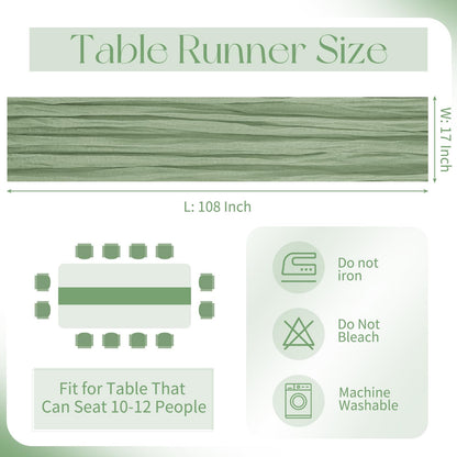 10 Pack Sage Green Cheesecloth Table Runner 17x108 Inch Boho Gauze Cheese Cloth Table Runners for Wedding Party Baby Shower Birthday Home Decor