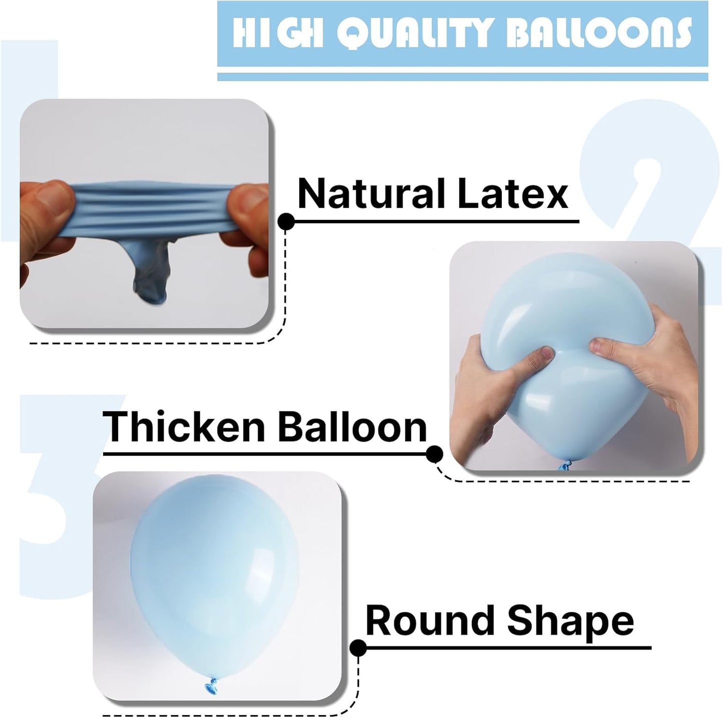 PartyWoo Baby Blue Balloon Arch Kit - 127pcs in Various Sizes for Graduation & Baby Showers