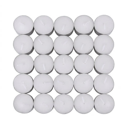 Paraffin Wax Tealight Candles 50 Pack Long Burning Aluminum Cup Candles for Home Scented Odor Eliminating Candle for Smoking Pet Kitchen White Unscented