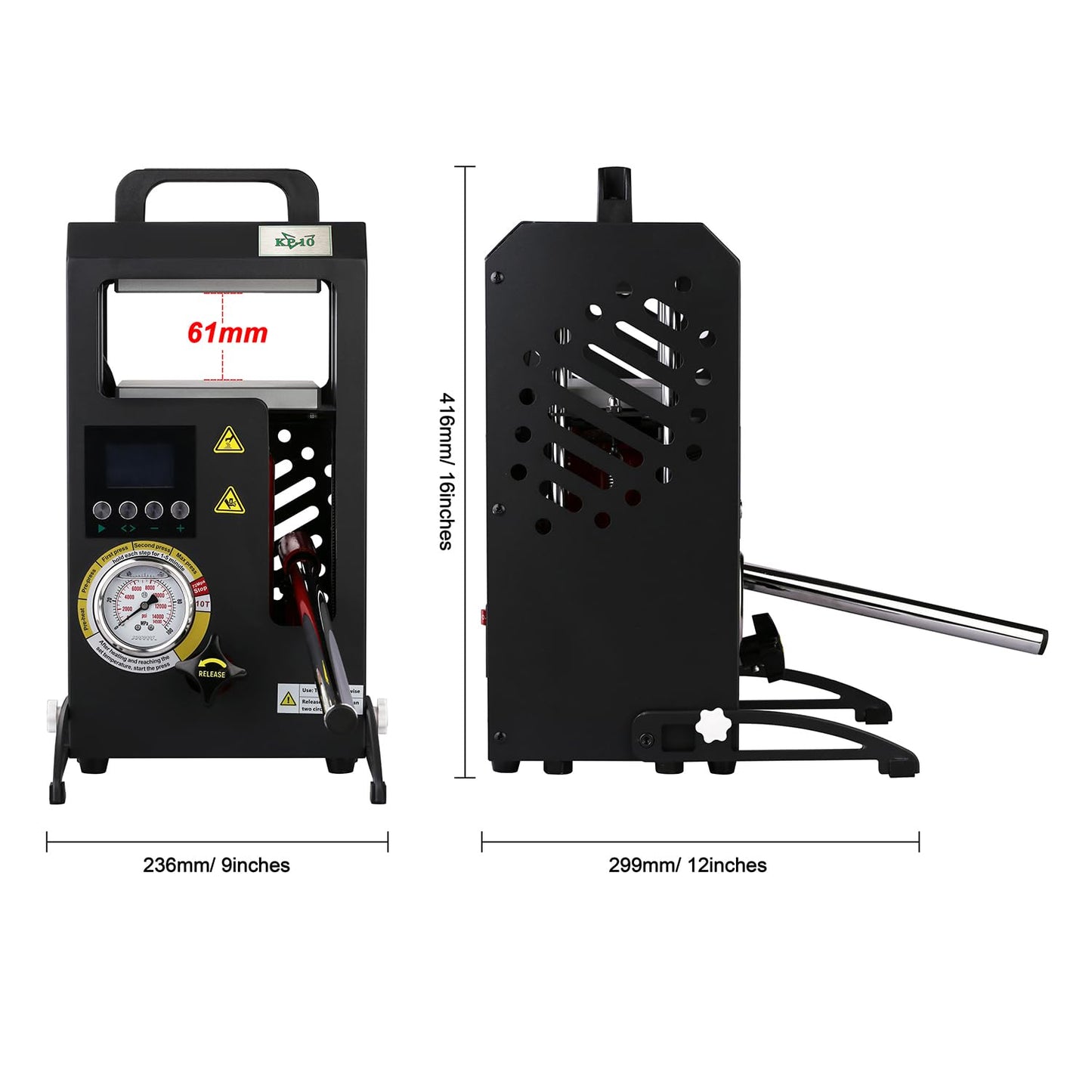 10 Tons Heat Press Machine with 5.5" X 5.5" Dual Heated Plates Manual Press with LCD Digital Display Screen & Precise Pressure Gauge 110V/220V