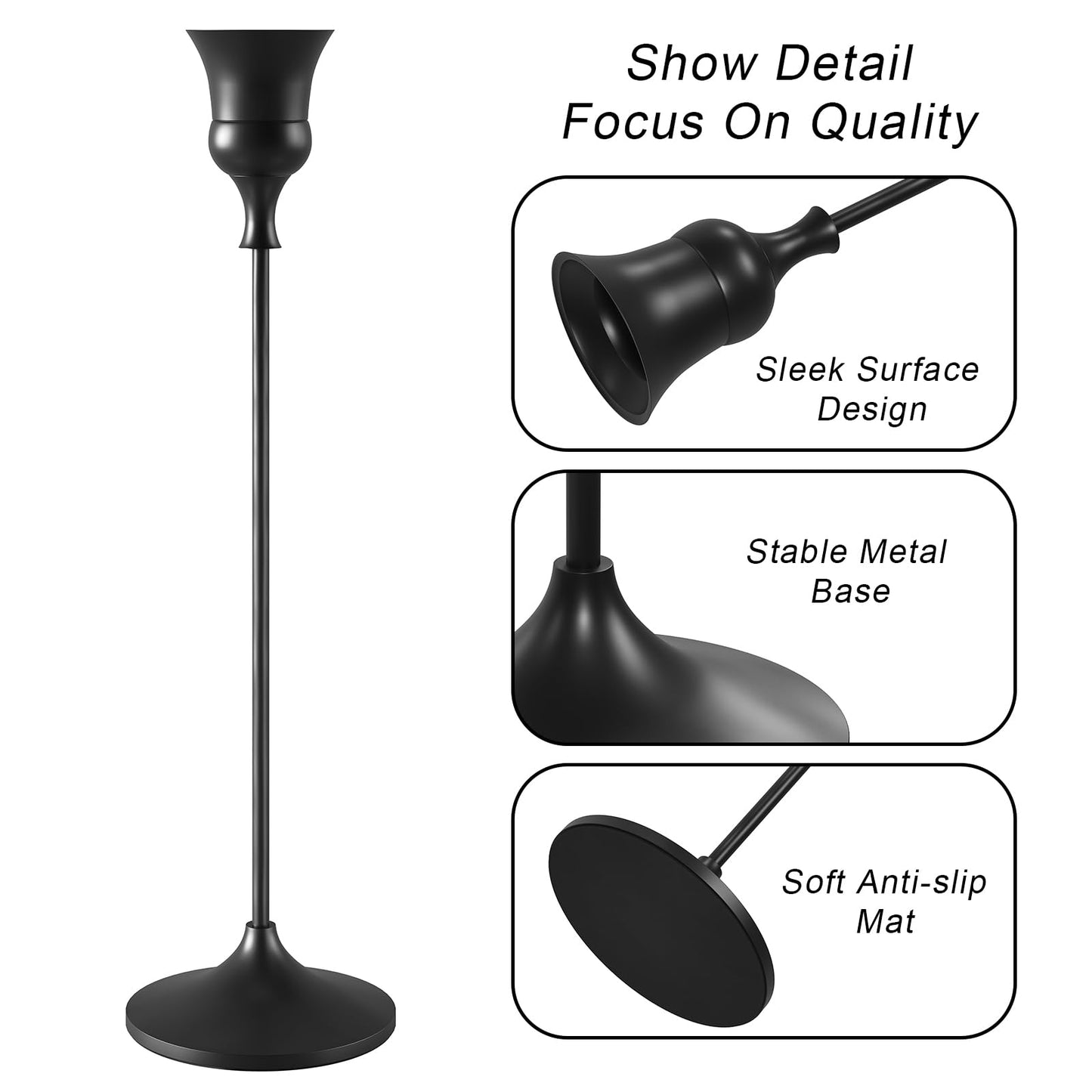 Candlestick Holders Black, 12 Packs Taper Candle Holder for Candlesticks, Candle Sticks Holder Decor for Home Decor