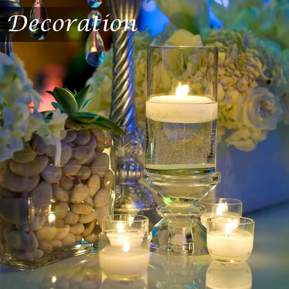 3 inch Floating Candles,24Pack Gold Dripless Wax Unscented Wax 13-15Hours Burning, Wedding Party Candles,for Centerpieces Suitable for Cylindrical Vases,Swimming Pool,Restaurant Decoration