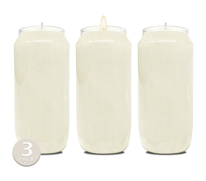 Hyoola 7 Day White Prayer Candles, 3 Pack - 6" Tall Pillar Candles for Religious, Memorial, Party Decor, Vigil and Emergency Use - Vegetable Oil Wax in Plastic Jar Container