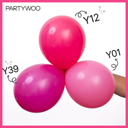 PartyWoo Hot Pink Balloons 50 pcs 5 Inch Small Mini Dark Pink Magenta Fuchsia Latex Balloons for Wedding Baby Shower Gender Reveal Valentine's Day Bachelorette Birthday Party Decorations Pink-Y12