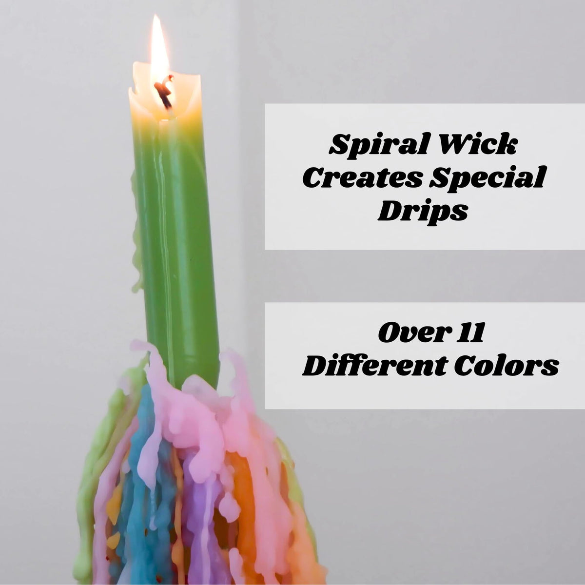 Candlestock Hippie Drippy Drip Candles - Pack of 11 Dripping Taper Candles - Wine Bottle Melting Candles (Hippie Rainbow)
