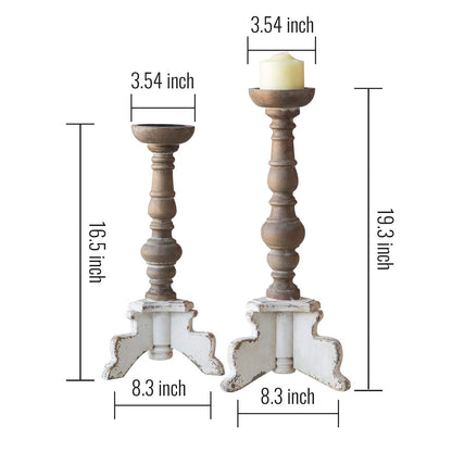 Floor Candle Holders Tall Set of 2, Candle Holders for Pillar Candles, Wood Handcrafted Rustic Candle Holder, Large Decorative Candles for Wedding Home Party, Farmhouse Pillar Candle Stand