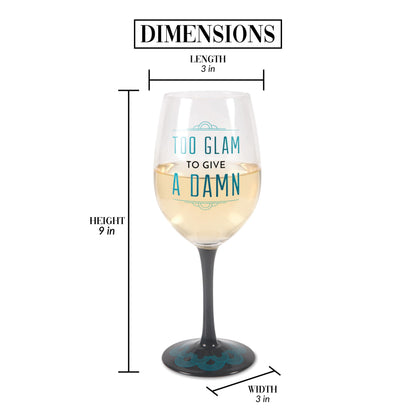 Pavilion Gift Company Pretty Inappropriate Too Glam To Give A Damn Wine Glass Candle Holder, Blue