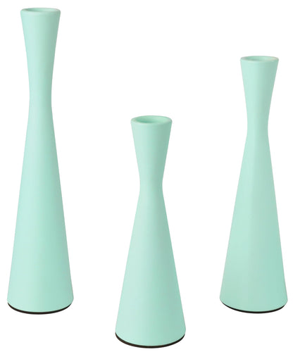 Vixdonos Taper Candle Holders Metal Candlestick Holders Set of 3 Table Mantel Decorative Candle Stand for Dinning,Party，Wedding,Home Decor(Light Green)