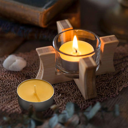48 Packs Beeswax Tealight Candles, Natural Beeswax Tea Light Candles in Aluminum Cup, 4 Hours Burn Time, Organic Tea Candle for Home Decor, Air Purification, Emergency