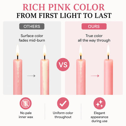 Dinil Pink Taper Candles - 10 Inch Unscented Dripless Smokeless Candlesticks Set of 4 | Perfect for Fall, Halloween, Thanksgiving, Dinner, Wedding and Party Decoration