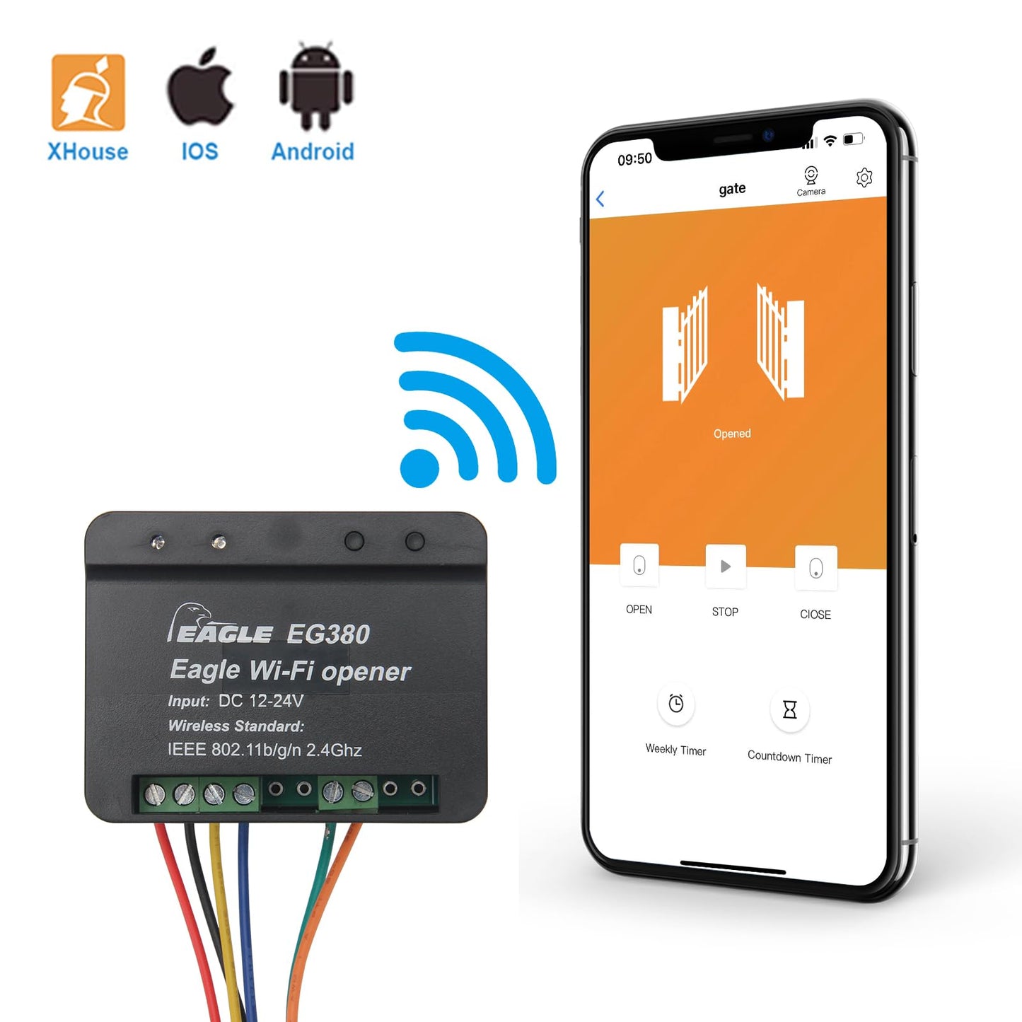 Eagle EG380 Smart WiFi Gate Opener - Smartphone Controllled, for use with Eagle Gate Operators.