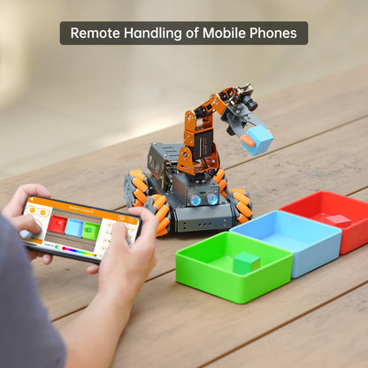 HIWONDER 5DOF AI Vision Robotic Arm Powered by Raspberry Pi Smart Robotic Arm Mecanum Wheel Chassis Robot Car Kit DIY Robot for Beginners, with RPi5 8GB