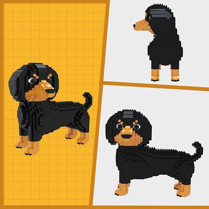 Larcele Micro Building Blocks Set DIY Mini Building Toy Bricks for Age Over 12 Years 1154 Pieces KLJM-02 (Dachshund 2)