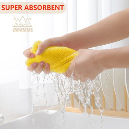 Homaxy 100% Cotton Waffle Weave Kitchen Dish Towels, Ultra Soft Absorbent Quick Drying Cleaning Towel, 13 x 28 Inches, 6-Pack, Yellow