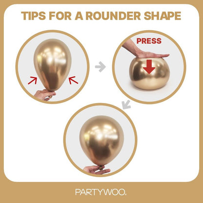 PartyWoo Metallic Gold Balloons 50pcs 12 Inch Chrome Gold Latex Helium Balloons for Wedding Christmas Birthday Graduation Baby Shower Retirement Bachelorette Tea Party Decorations Gold-G127