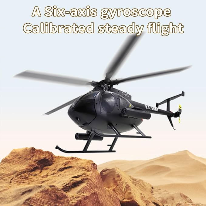 Remote Control Helicopter C189 MD500 RC Helicopter Model 1/28 Scale 4CH Single-Rotor Helicopters with 6-Axis Gyro and Brushless Motor 2.4GHz RC Aircraft for Adults 2 Batteries (Black)