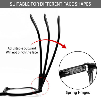 VIDEBLA 5 Pack Blue Light Blocking Reading Glasses,Spring Hinge Computer Readers for Women Men,Anti UV Ray Filter Nerd Eyeglasses (Mix, 1.50)