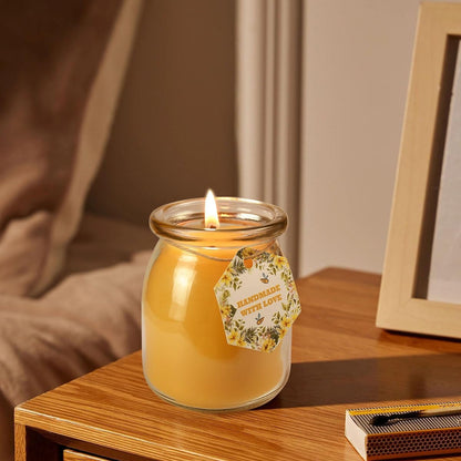 Natural Beewaxs Candles, Unscented Beewaxs Candles in Glass Cup, 6.8oz 32 Hours Long Lasting, Pure Cotton Wick and Stress Relief, Home Gifts（Yellow,1pcs）