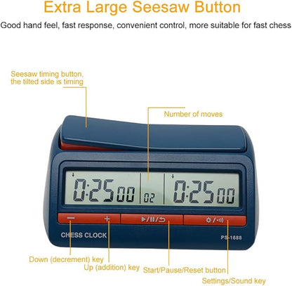 Chess Clock Advanced Digital Chess &amp Portable Game Timer for Portable Timer for Board Games and Delayed Countdown Function