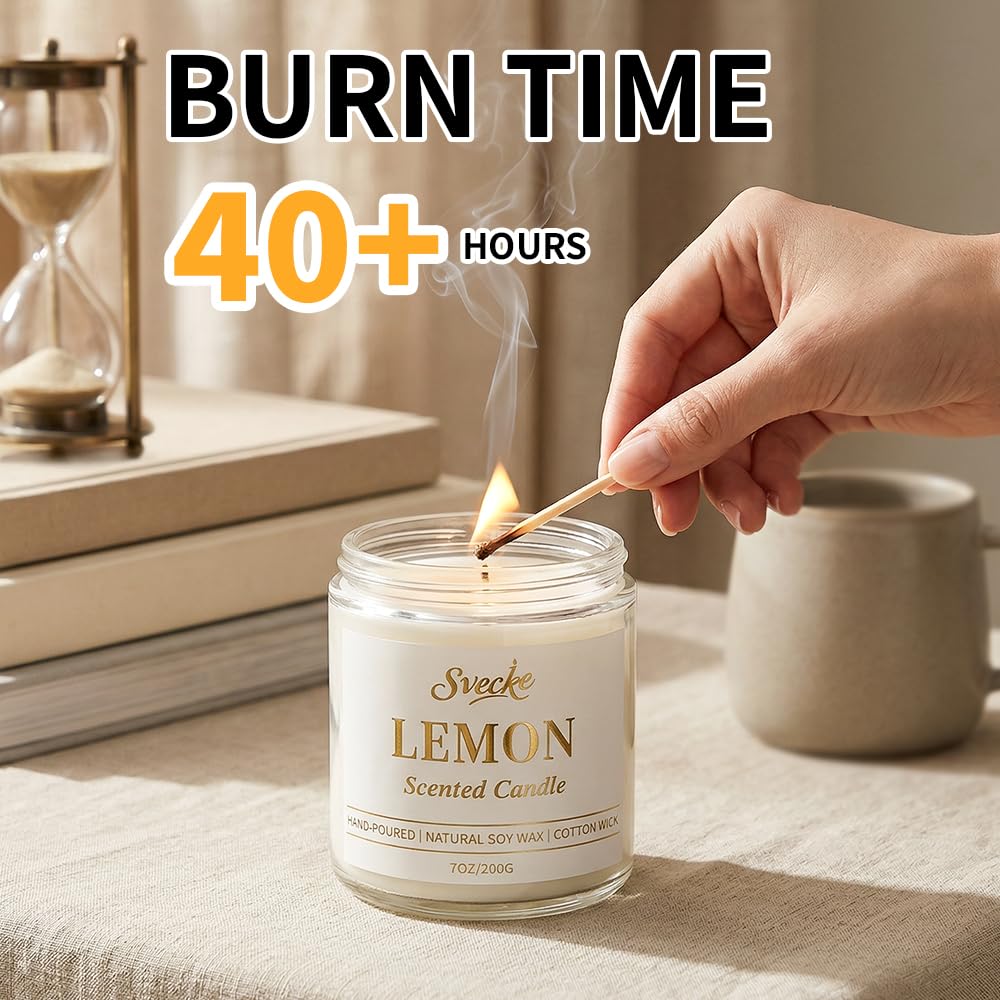 SVECKE Gardenia Scented Candle 7oz Soy Wax Jar Candle Long Burning Aromatherapy Candle for Home Bedroom Gift for Women Men Housewarming New Home Gift