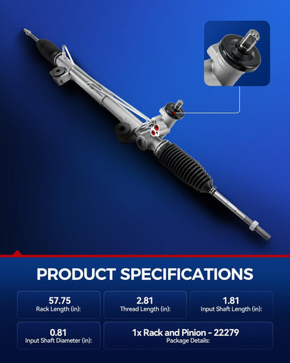 KAX Hydraulic Power Steering Rack and Pinion Compatible with Ford 2004-2008 F-150 4.6L 5.4L 4WD, 2005-2008 F-150 4.2L 4WD, Lincoln 2006-2008 Mark LT 5.4L 4WD Replace - 22279