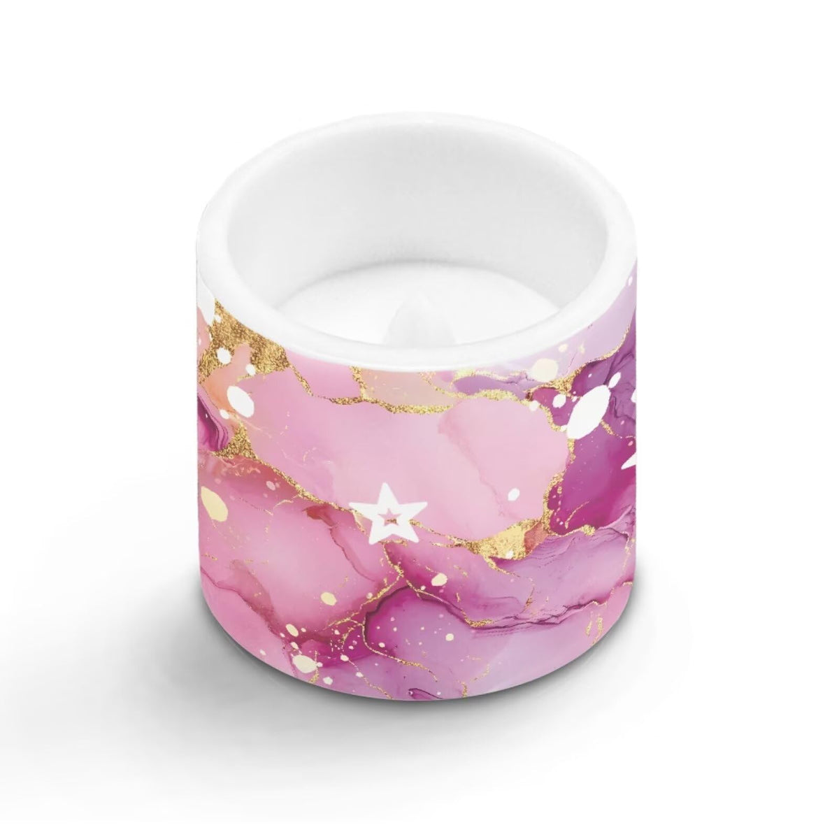 Cozeyat Floral Marble LED Candles Set of 4 Battery Powered Flameless with Remote Timer Flickering Flame Waterproof for Home Beach Garden Decor