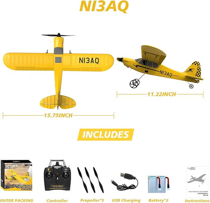 28℃ RC Plane 3 Channel Remote Control Airplane Trainer Sport Cub S2 with Propeller Saver&ampXpilot Stabilization SystemOne-Key U-Turn Easy to Fly for Beginners Kids Adults Yellow (761-14 RTF)