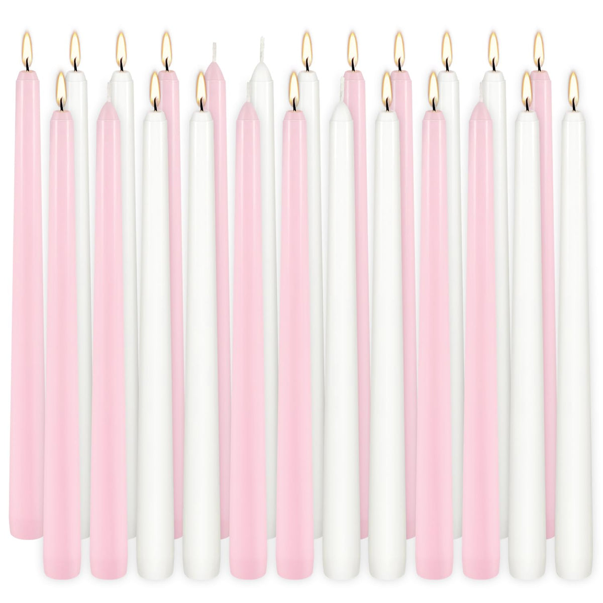 10-Inch Pink and White Taper Candles|24Pack Unscented, Smokeless,Hand-Poured CandleSticks,Perfect for Valentine’s Day, Weddings, Parties, Shabbat, Baby Shower, Birthday,Girls' Night,Home Décor