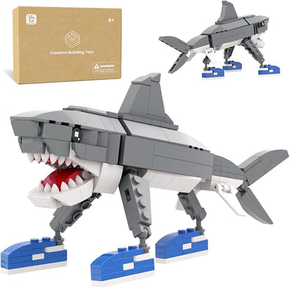 Shark Building Set Italian brainrot Toy Viral Meme Shark Building Kit Poseable Tralalero Tralala Toy for Kids Ages 6+ Creative Gift with Adjustable Jaw &amp Tail