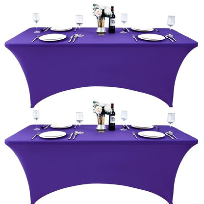 ZarzaaSik 10-Pack 8ft Spandex Table Covers for Rectangle Folding Tables - Washable Elastic Tablecloth - Ultimate Fitted Table Protector for Parties, Trade Shows, Banquet, and Wedding