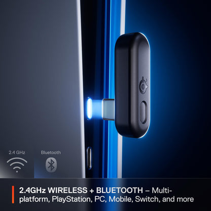 Arctis GameBuds for PlayStation/PC/Switch/Mobile — 2.4GHz + Bluetooth 5.3 Earbuds — Active Noise Cancelling — Mobile App Sound Presets — Water Resistant IP55 — 40H Battery with Qi Charging Case