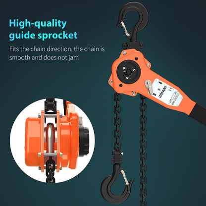 Amarite Lever Chain Hoist - 3/4 Ton Capacity - G80 Grade Chain 10ft Lifting- Safety Factor 4+ - CE Certified - Ideal for Lifting, Strapping, Bundling and Dragging- Smooth Action