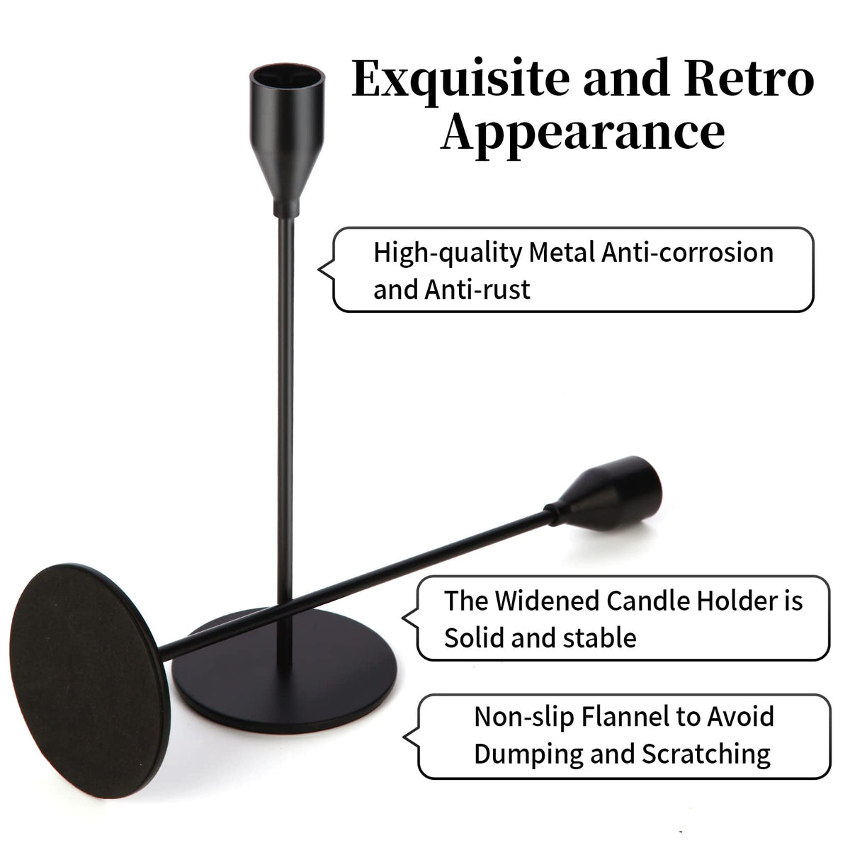 Oatnauxil Matte Black Candle Holders Black Candlestick Holders Metal Candle Holder for Wedding, Dinning, Party, Fits 3/4 inch Thick Candle&Led Candles (Set of 6 Pcs)