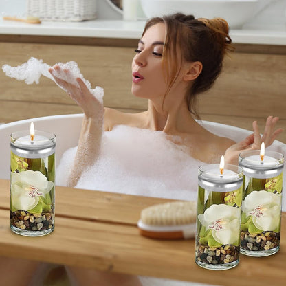 Baikaraer Floating Candles 3 Inch Unscented Dripless Wax 13-15Hours Burning,36Pack Wedding Party Candles,for Centerpieces Suitable for Cylindrical Vases,Swimming Pool,Restaurant Decor (Silver)