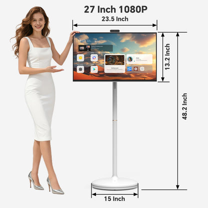 Cugima 27" FHD Smart Portable TV on Wheels