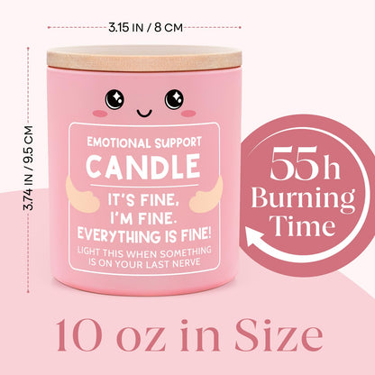 IDELTIME Funny Emotional Support Candle 10Oz, Cheer Up/Stress Relief/Self Care Gifts for Friends Sister Coworker Mom Wife, It's Fine I'm Fine Everything Is Fine Encouragement Scented Candles for Women