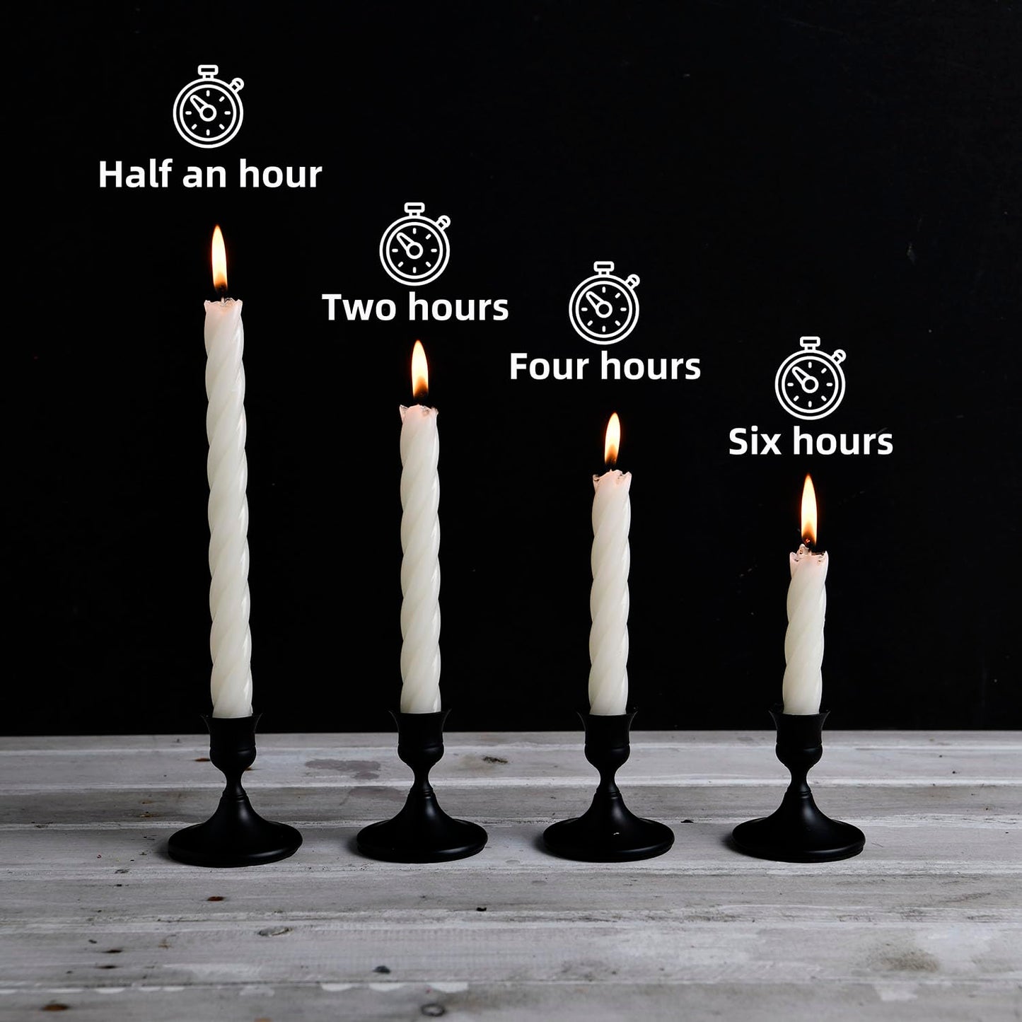 10 Inch Spiral Ivory Taper Candles, 8 Pack Unscented Long Burning Time Gloosy Fall Candlesticks for Dinner Party, Wedding Shower and Home Decoration (Ivory)