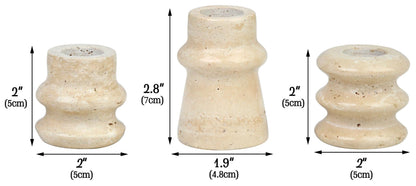 Vixdonos Natural Stone Candle Holder Set of 3 Taper Candle Candlestick Mantle Candle Stand for Home Decor,Wedding,Party and Table Centerpieces(White)