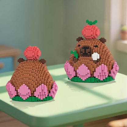 HOOLEDAY Animals Series Capybara Toy Micro Building Block Set 2110 Pieces with Lotus Base Design Decoration Present for Adults &amp Boys &amp Girls