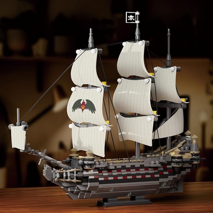39087 Ghost Mary Pirate Ship Building Block Model Kit 1055 PCS Display Sailing Vessel for Adults