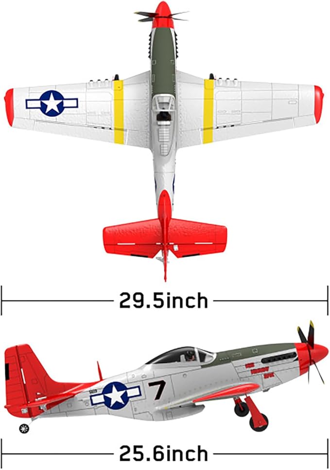 Extra Large 29.5 750MM P51 P-51D Mustang Remote Control Combat Aircraft 4CH Double Battery Aerobatic Brushless RC Aircraft Full-Function for Professional Players