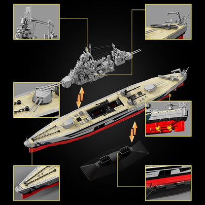 Colorado Battleship (BB-45) Building Block Set World War II U.S. Navy Pacific Fleet MOC Model Gift Toy Ship for Adult and Military Enthusiast Collection and Display